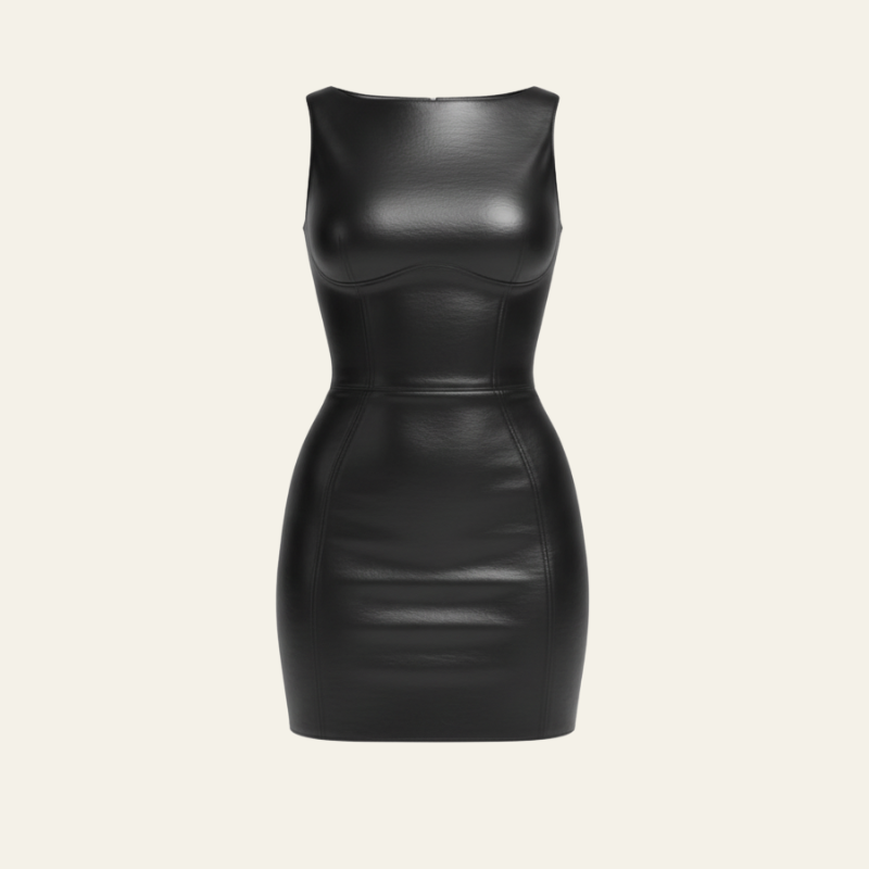 leather dress tight The Vienna Leather Mini Dress