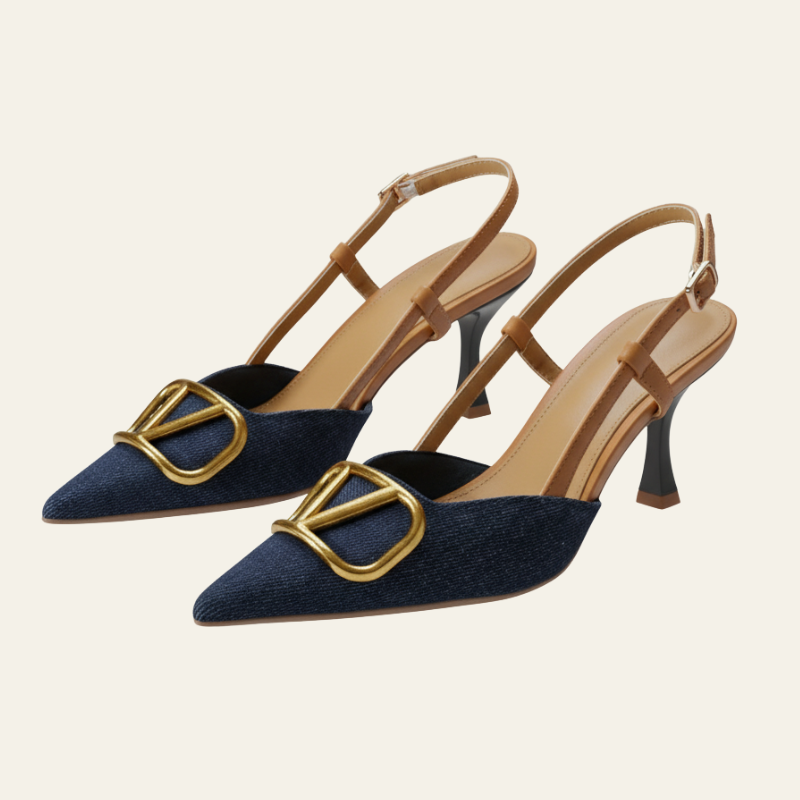 The Riviera Buckle Slingback Heels