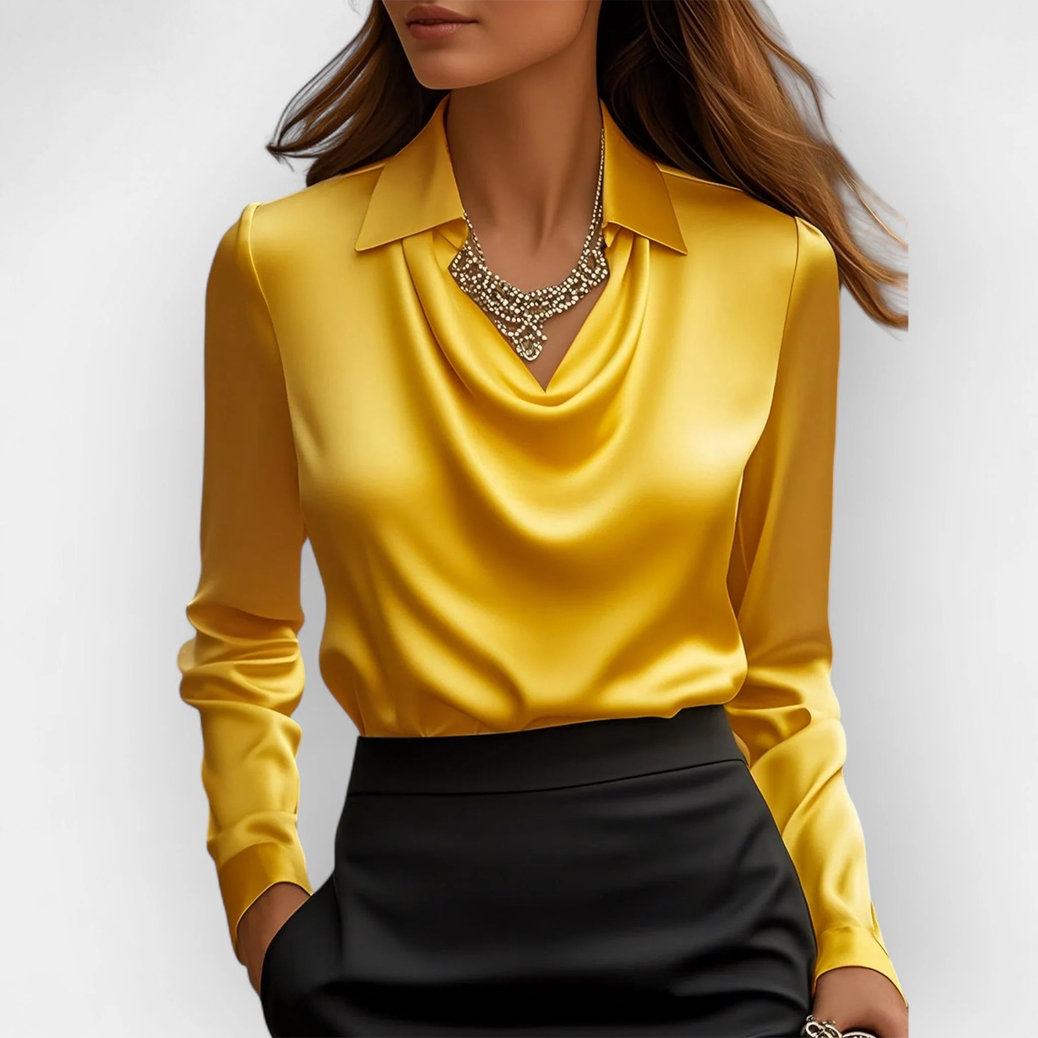 The Paris Draped Cowl-Neck Blouse