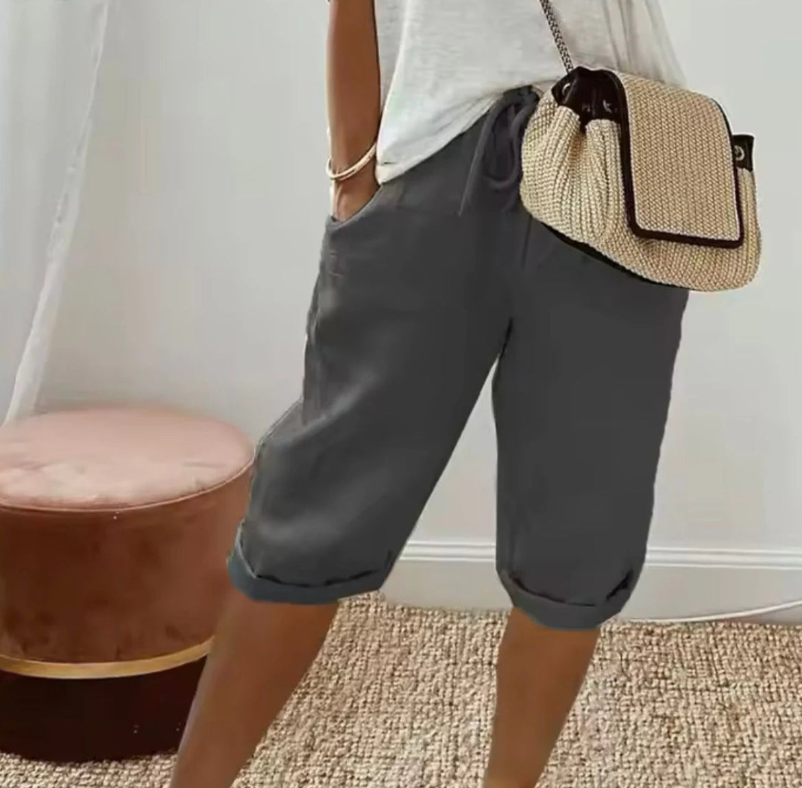 The Capri Drawstring Eco-Linen Cropped Trousers