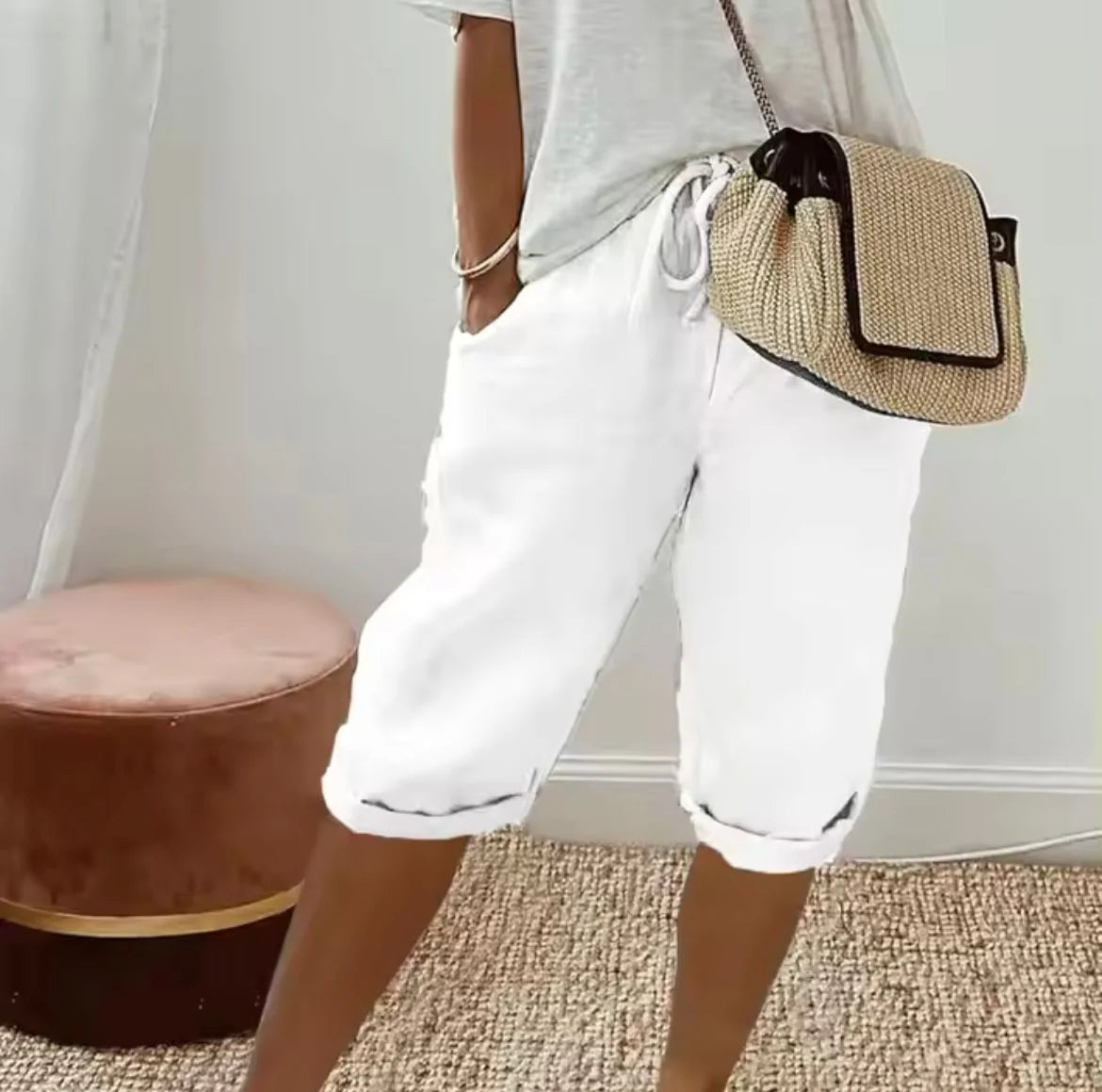 The Capri Drawstring Eco-Linen Cropped Trousers