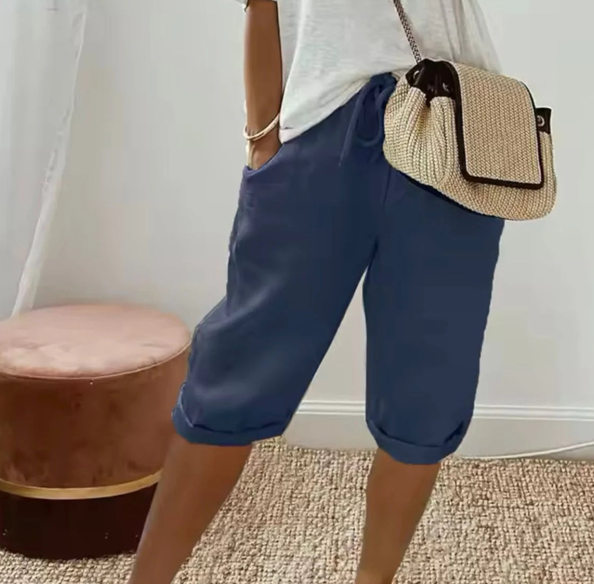 The Capri Drawstring Eco-Linen Cropped Trousers