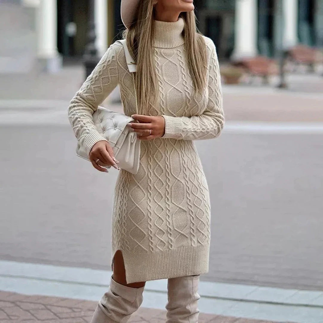 The Siena Cable-Knit Turtleneck Mini Dress