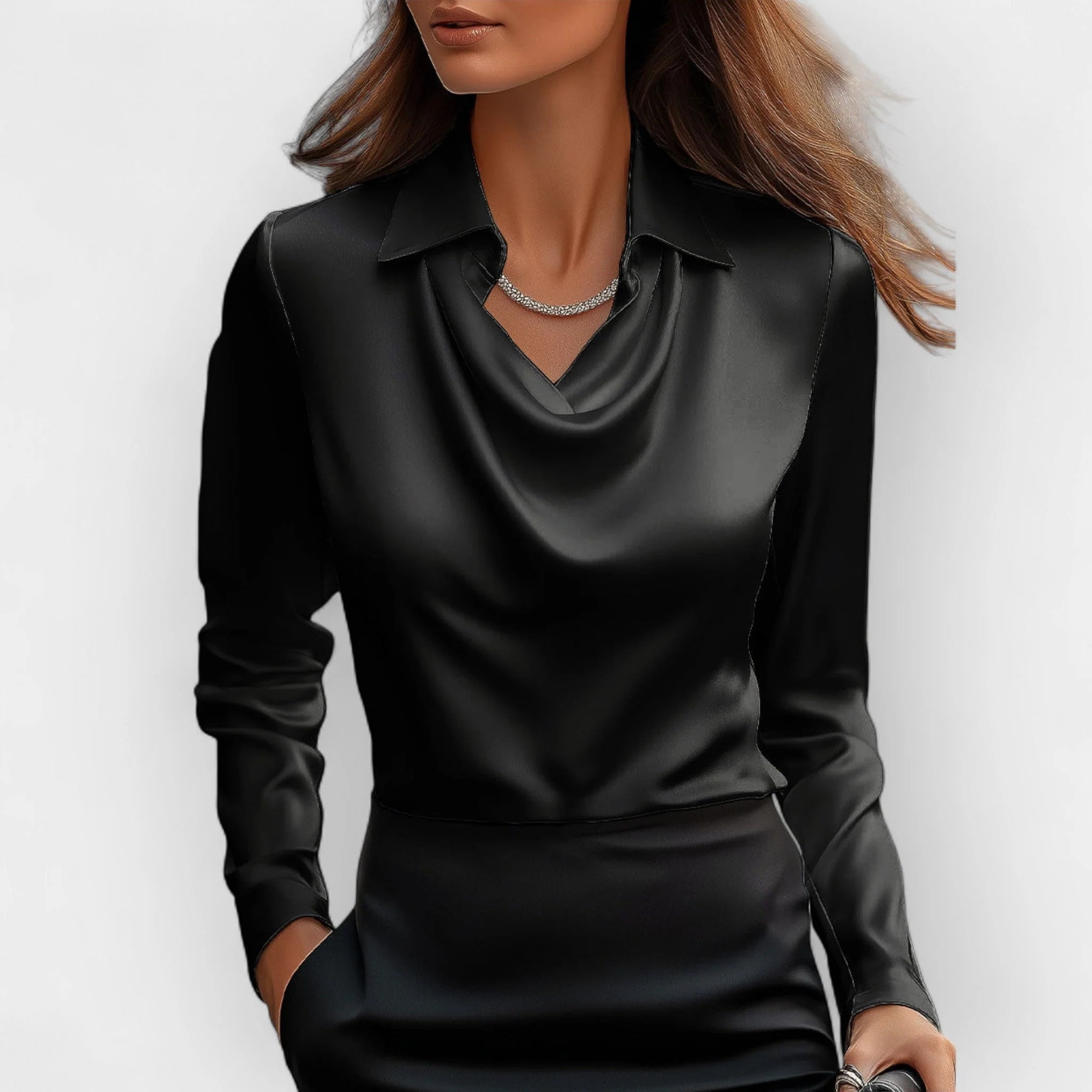 The Paris Draped Cowl-Neck Blouse