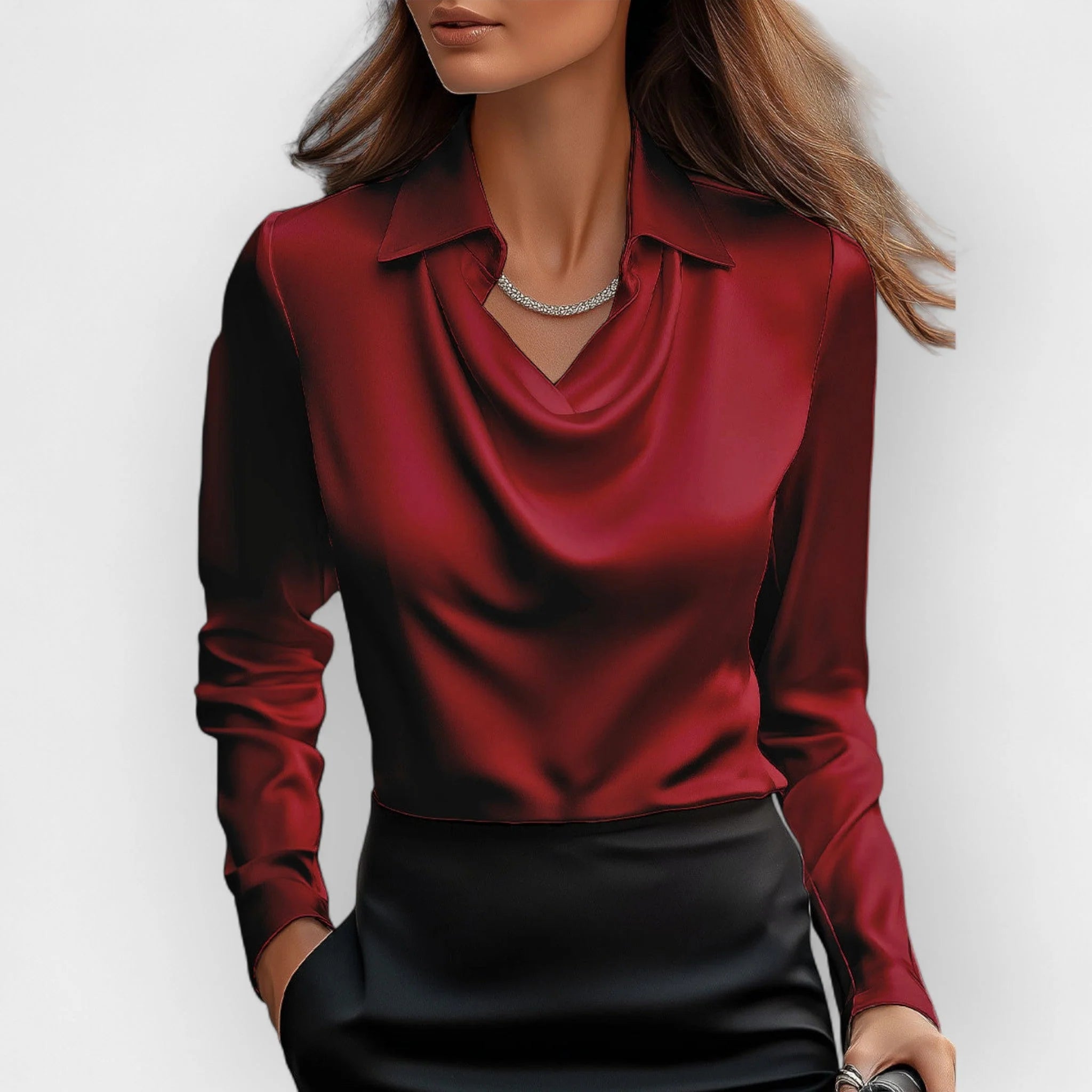 The Paris Draped Cowl-Neck Blouse