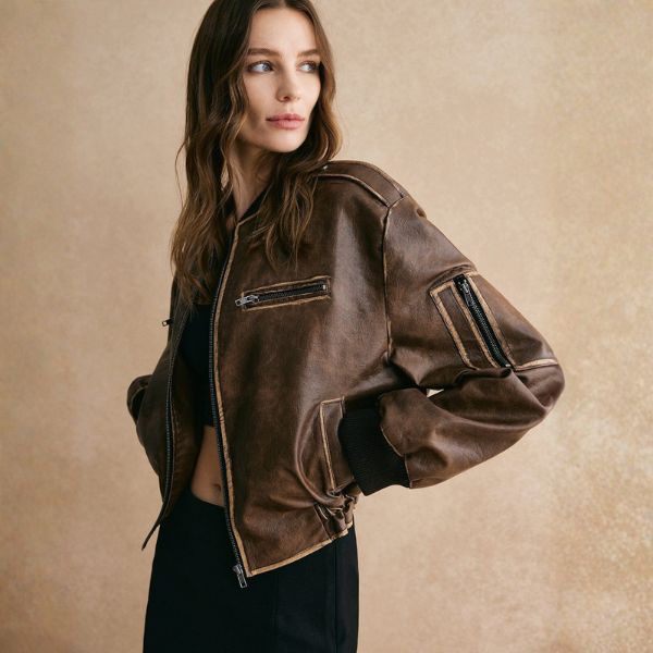 The Verona Vintage Leather Bomber Jacket