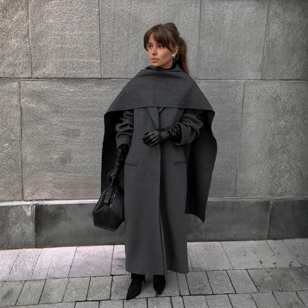 The Vienna Wool Cape Coat with Scarf