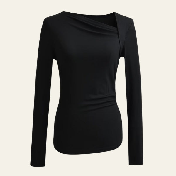 The Milan Asymmetric Neckline Long Sleeve Top