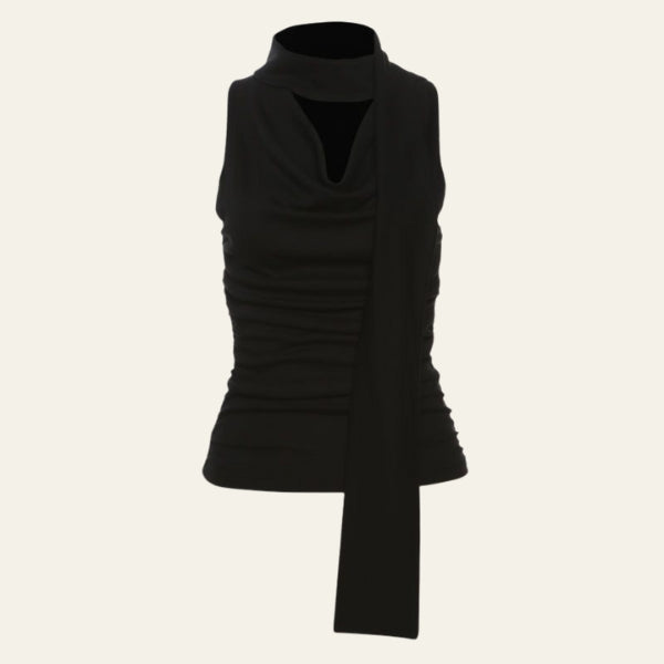 The Monaco Draped Scarf-Neck Sleeveless Top