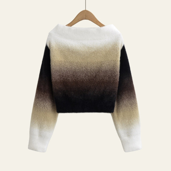 The Santorini Off-Shoulder Ombre Knit Sweater