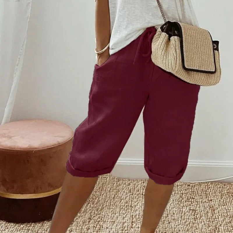 The Capri Drawstring Eco-Linen Cropped Trousers