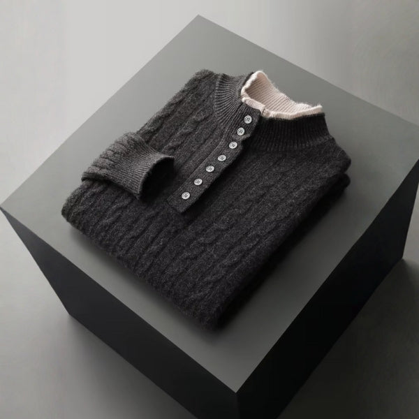 The Chamonix Merino Wool Button Mock Neck