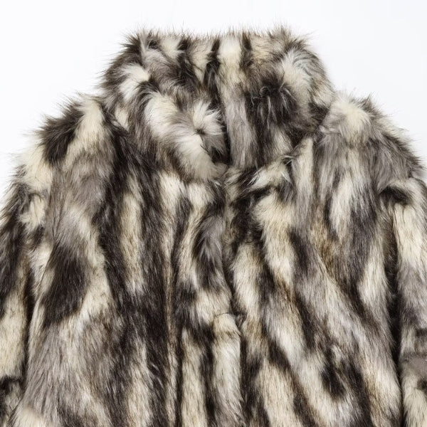 The Milan Striped Faux-Fur Coat