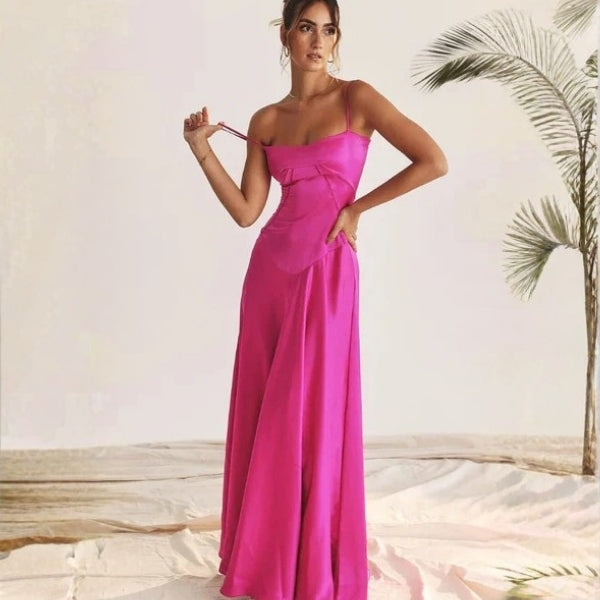The Mirrorcurve Satin-Finish Maxi Dress