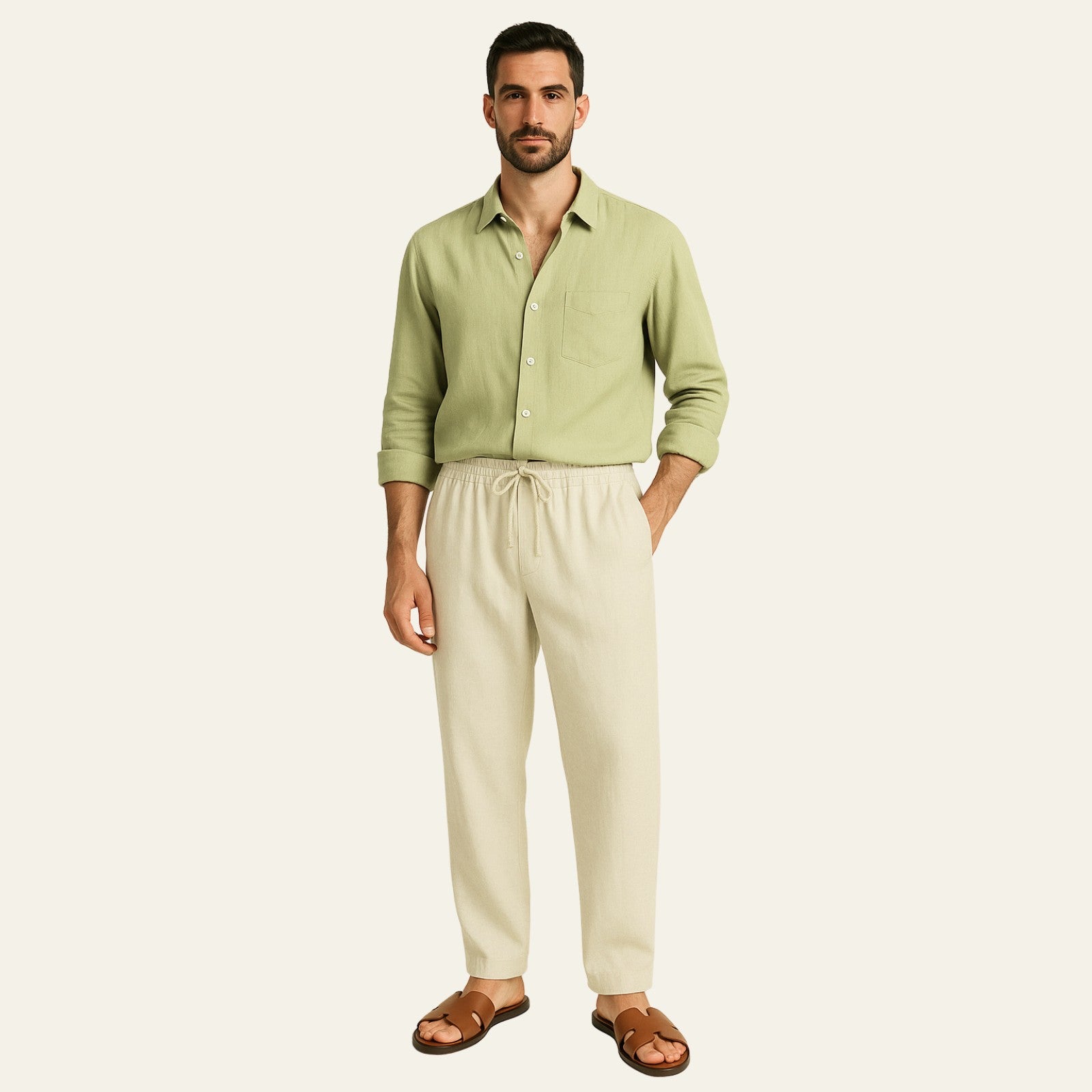 The Atlas Linen Set Beige