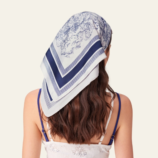 The Provence Toile-Print Headscarf
