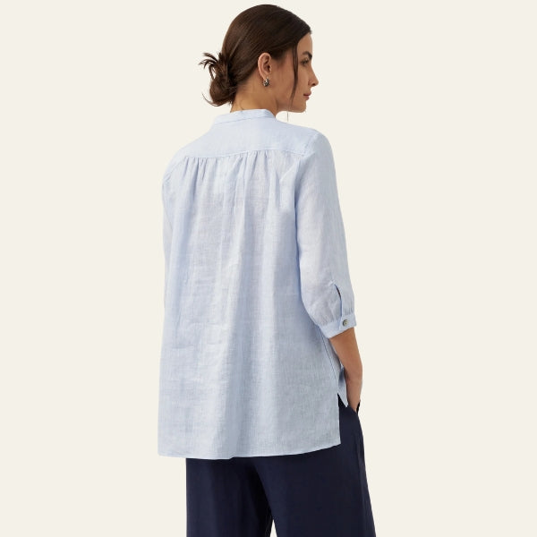The Santorini Split-Neck Eco-Linen Shirt