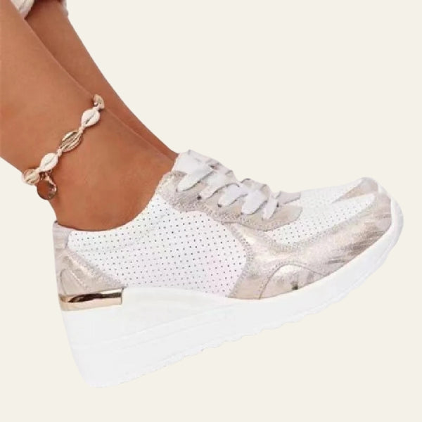 The Verona Metallic-Panel Wedge Sneakers
