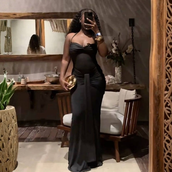 The Riviera Halter Mesh Maxi Dress