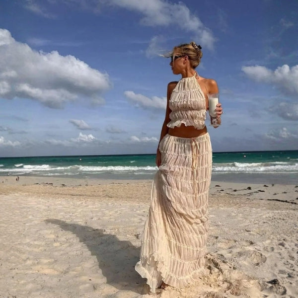 The Capri Tiered Halter Maxi Set