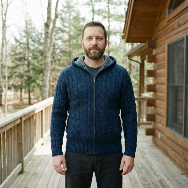 The Alpine Merino Wool Hooded Zip Cardigan