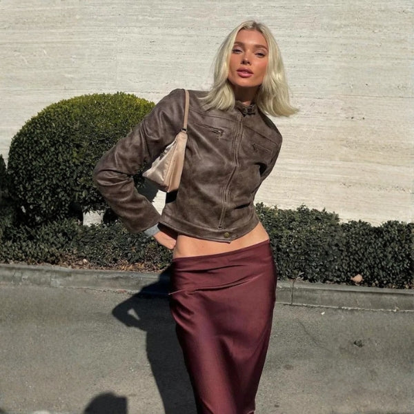 The Milan Cropped Leather Moto Jacket