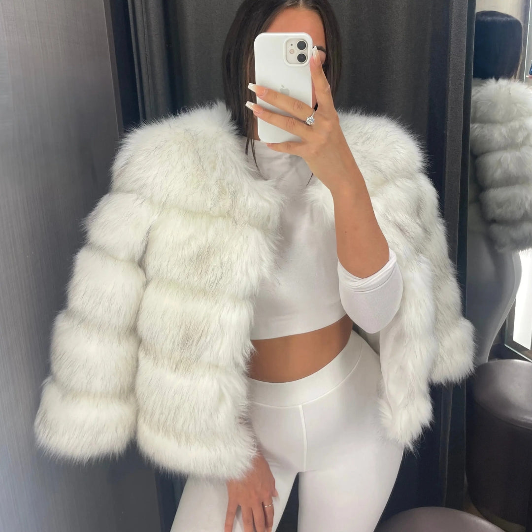 The Vienna Plush-Fur Cropped Jacket