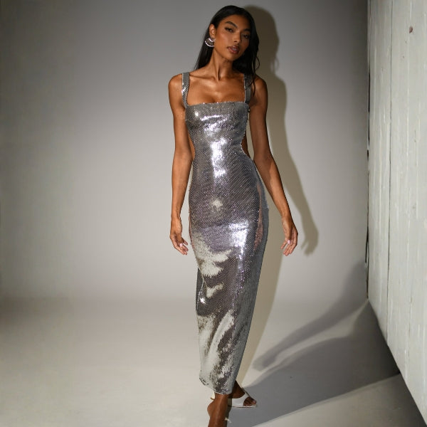 The Capri Cutout-Sequin Maxi Dress