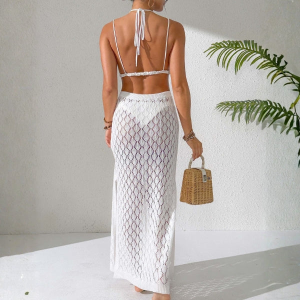 The Shoreline Halter Crochet Dress