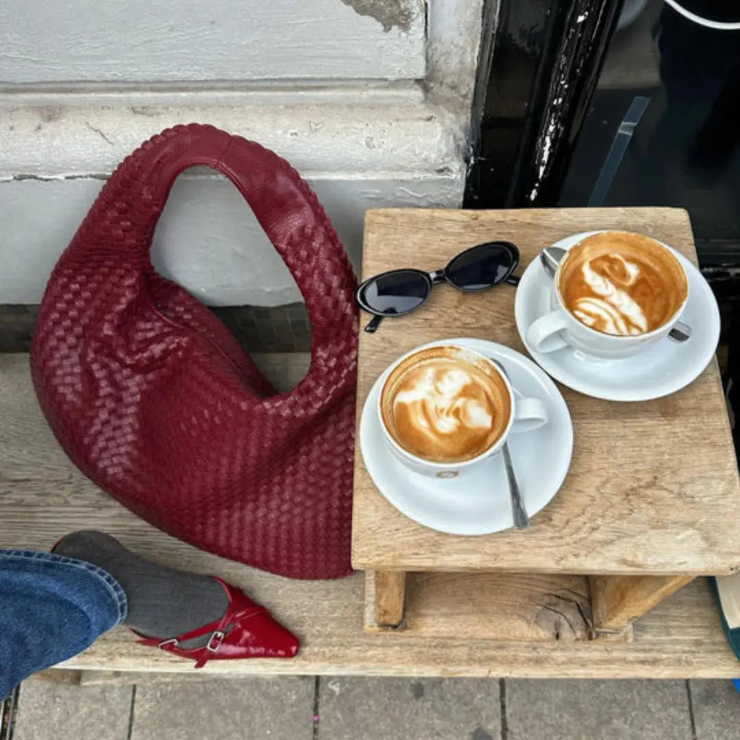 The Bordeaux Woven Leather Tote