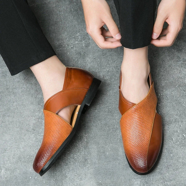 The Riviera Textured Cross-Strap Loafers