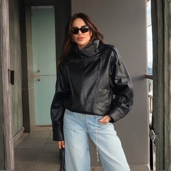 The Lucille Asymmetrical Leather Jacket