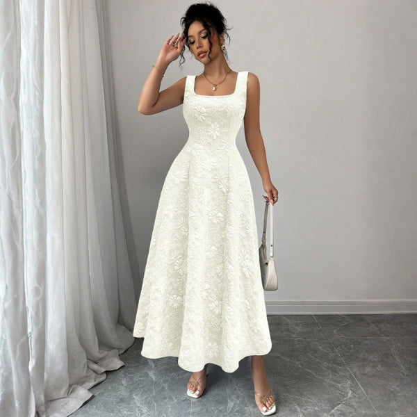 The Santorini Jacquard Floral Maxi Dress