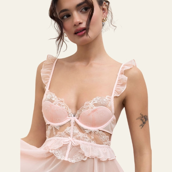 The Lyon Ruffled Lace Thong Set