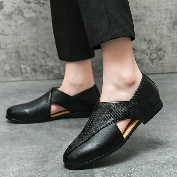 The Riviera Textured Cross-Strap Loafers