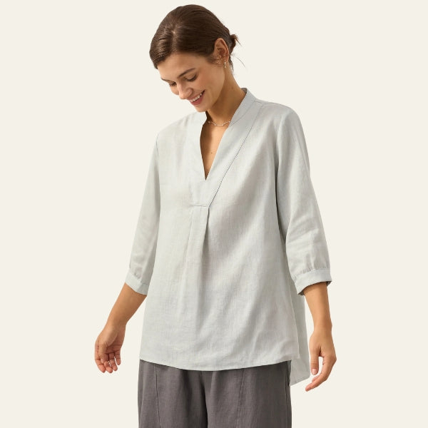 The Santorini Split-Neck Eco-Linen Shirt