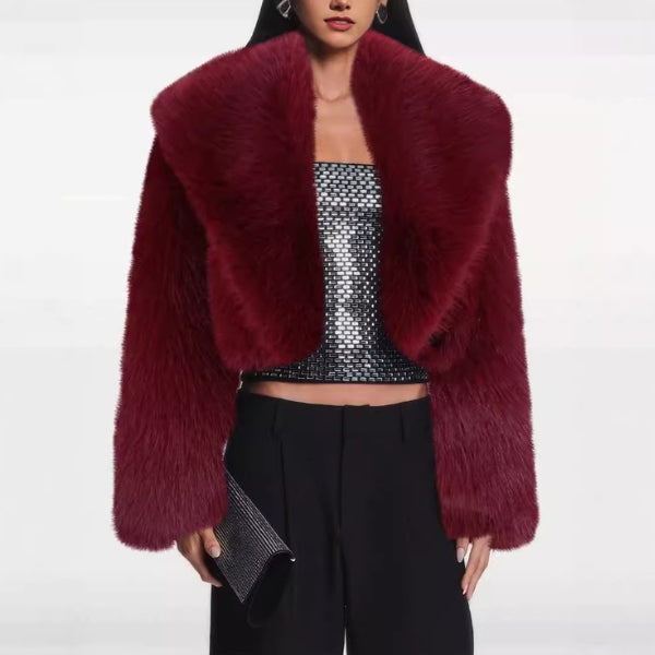 The Bordeaux Oversized Faux-Fur Jacket