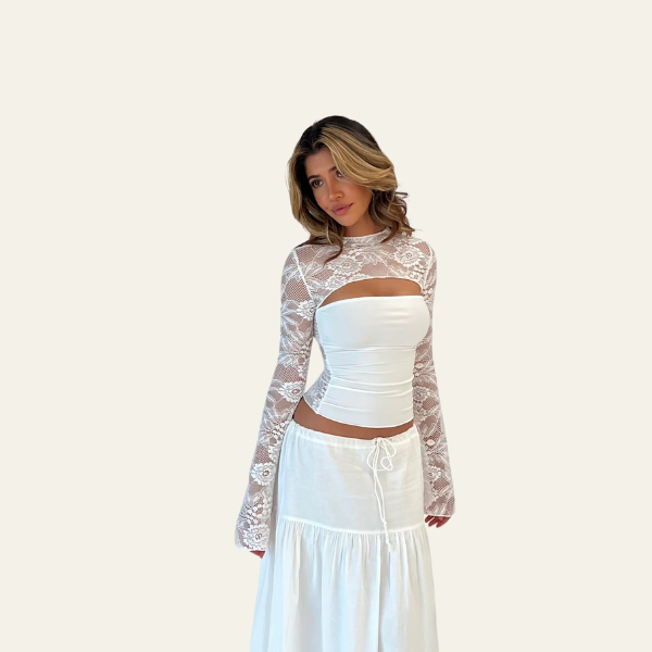 The Vienna Lace Crop Long-Sleeve Top