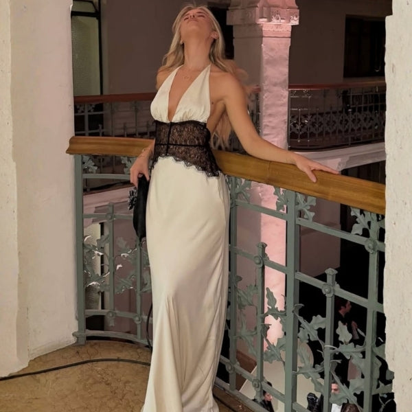 The Verona Lace-Waist Halter Dress