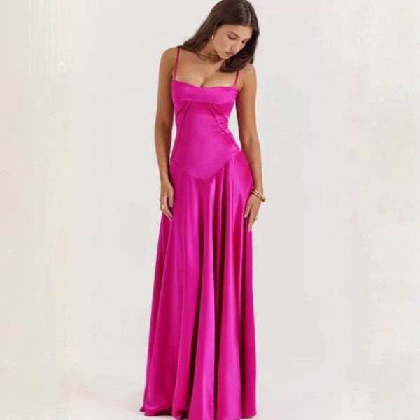 The Mirrorcurve Satin-Finish Maxi Dress