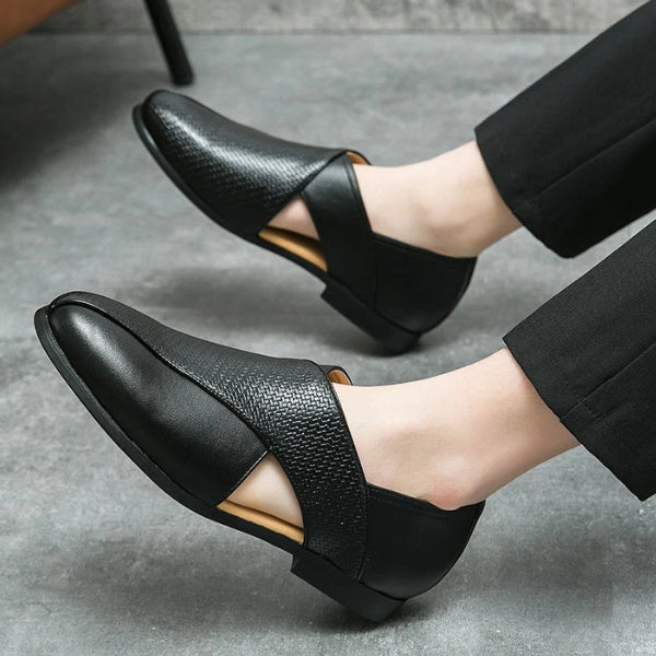 The Riviera Textured Cross-Strap Loafers
