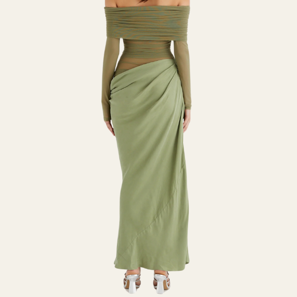 The Geneva Draped Evening Maxi Dress