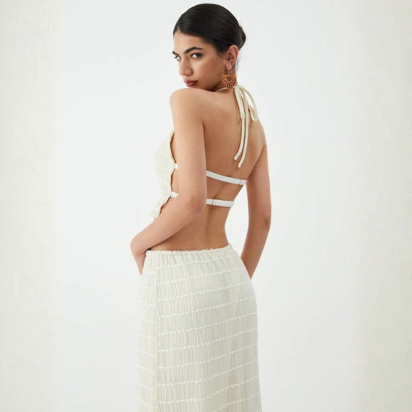 The Capri Tiered Halter Maxi Set