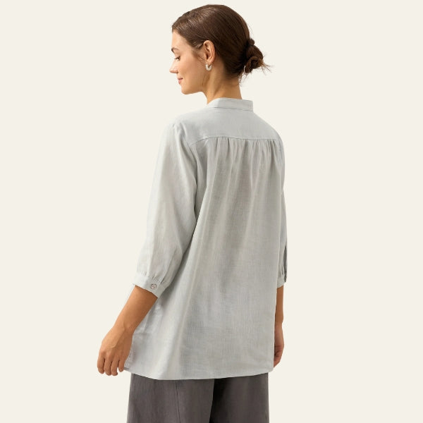 The Santorini Split-Neck Eco-Linen Shirt