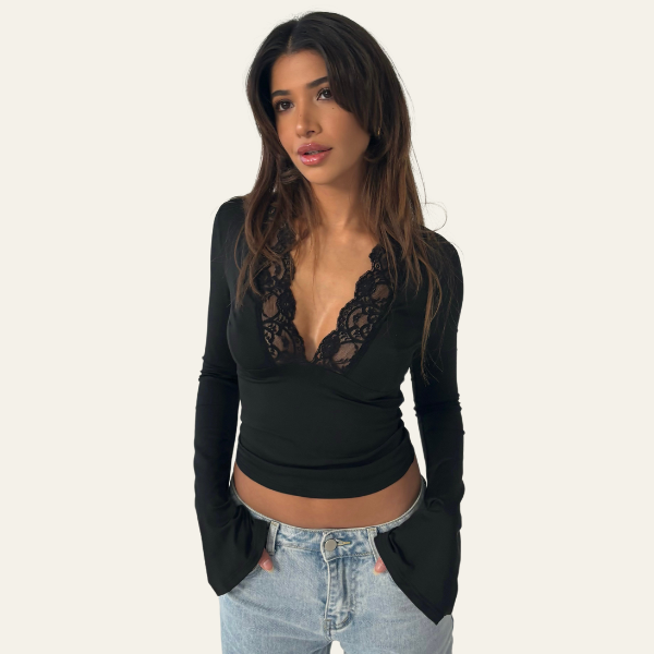 The Verona Lace Crop Trim Top