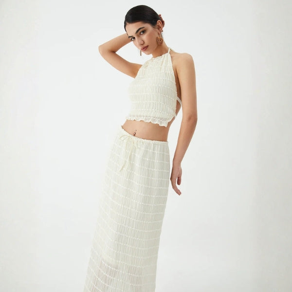 The Capri Tiered Halter Maxi Set