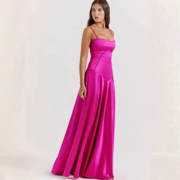The Mirrorcurve Satin-Finish Maxi Dress