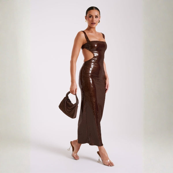 The Capri Cutout-Sequin Maxi Dress