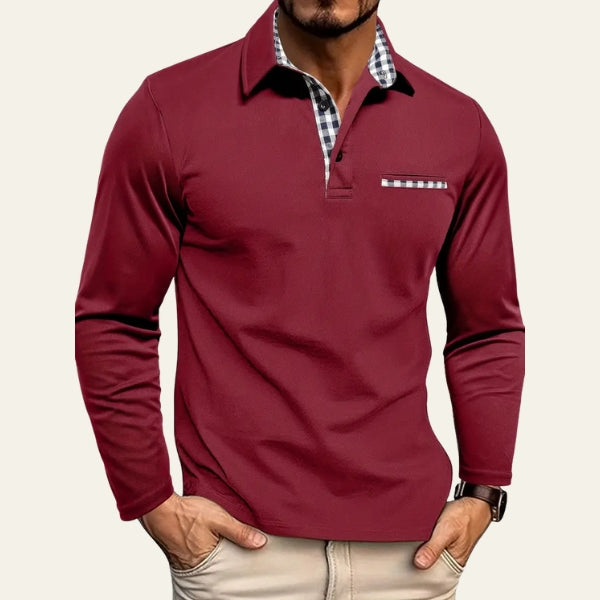 The Hudson Contrast-Placket Long-Sleeve Polo