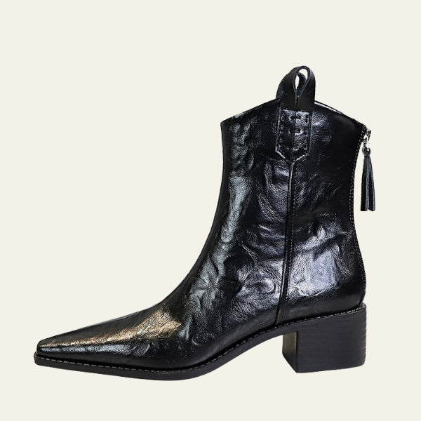 The Dakota Zip-Detail Block Heel Ankle Boots